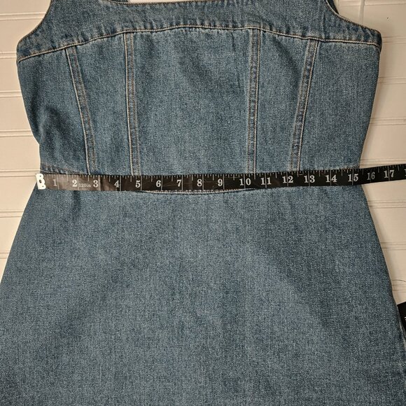 Lulus Women's Medium Wash Corset Stitched Sleeveless Denim Mini Dress Size M NWT - Picture 13 of 15